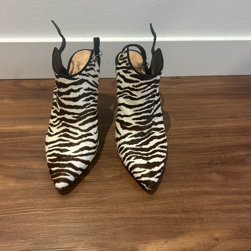 Vince Camuto Black and White Zebra Ankle Boots - Picture 2 of 4